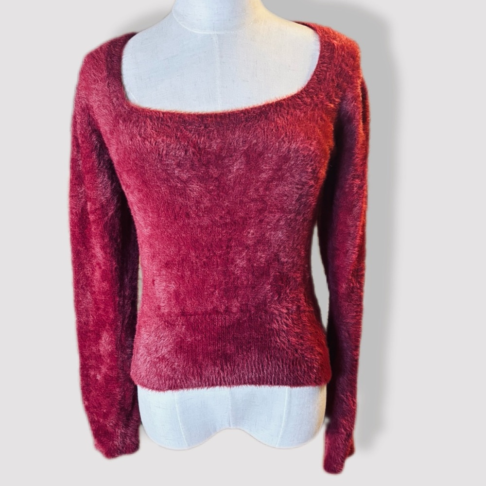 ASTR The Label Wine Fuzzy Crop Sweater, Medium, Like New Condition - Picture 5 of 14